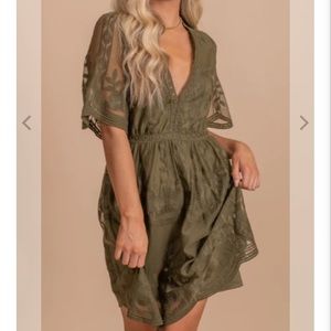 NWT Embroidered Olive Mini Dress